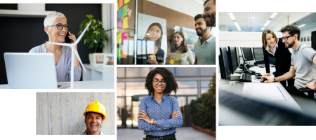 A grid of images showing pictures of professional people.