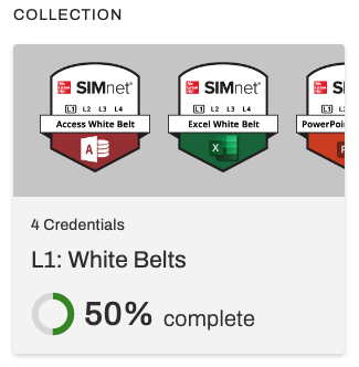 Screenshot of a Collection Progress Example from McGraw Hill L1: White Belts Learning Pathway from the Dedicated Credential Page