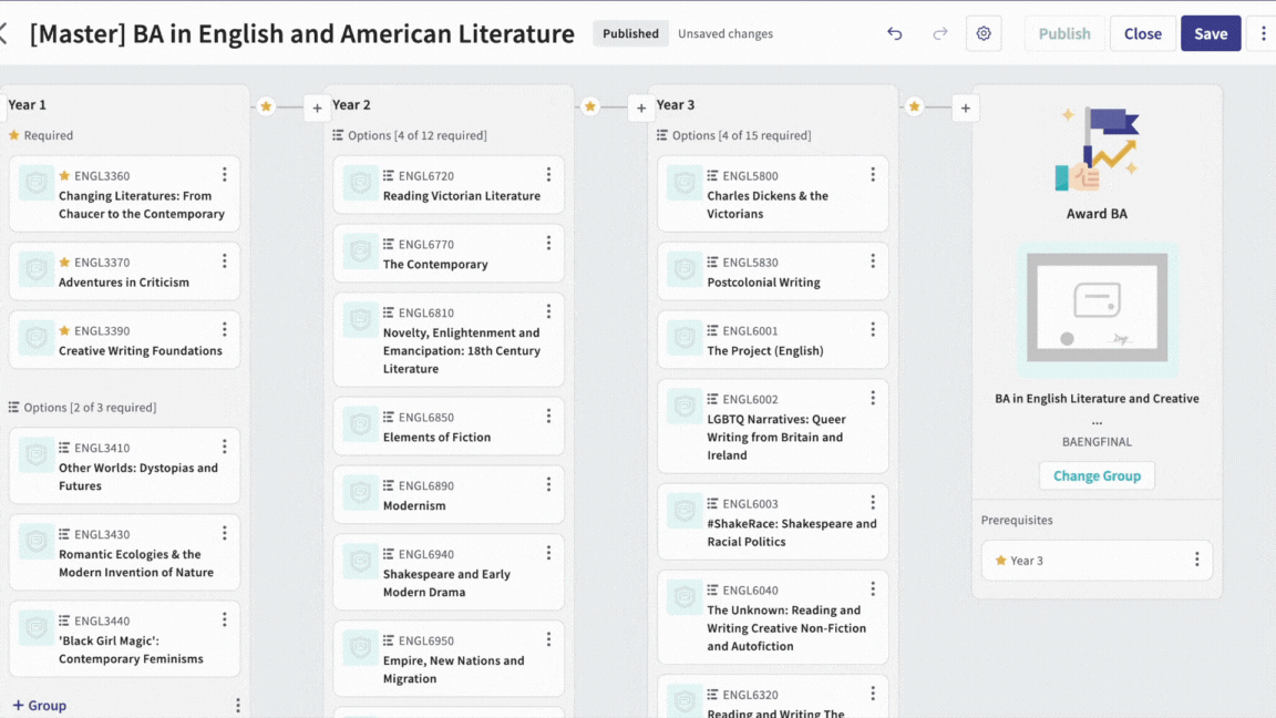 Pathways learner view with optional criteria