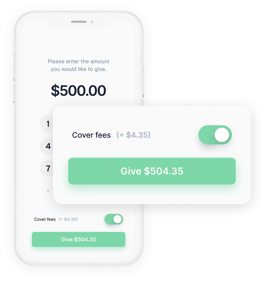 mobile giving cover the fees screen