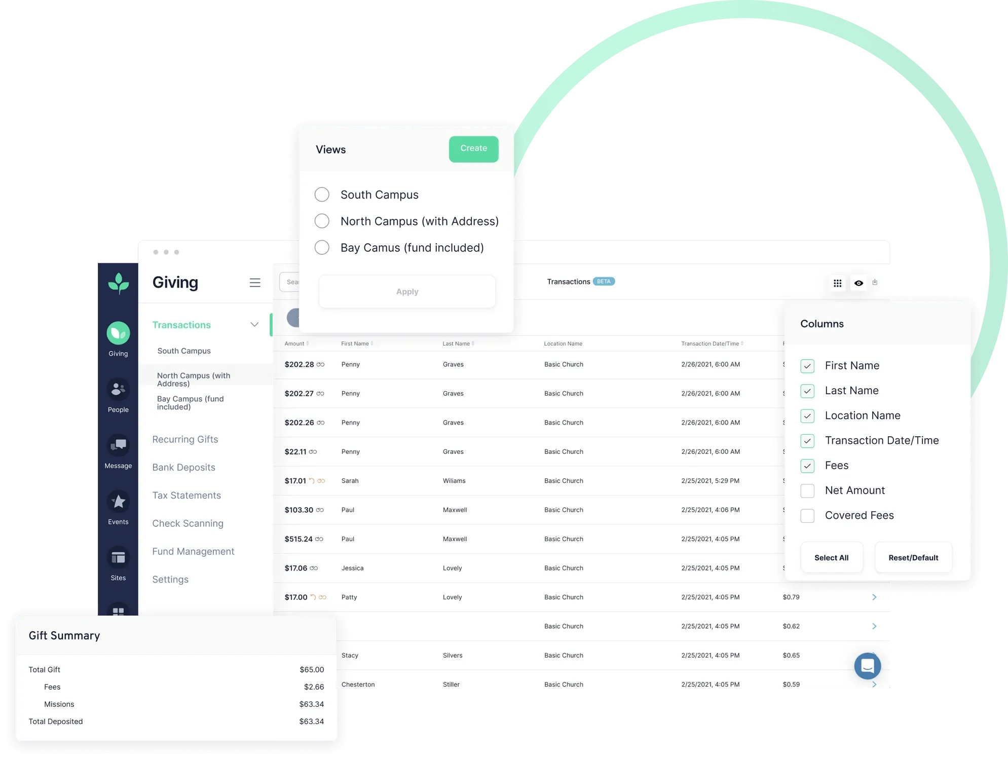 giving app transactions