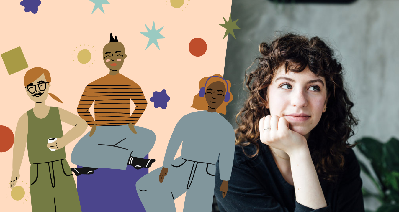 portrait of Laura Supnik with her illustration collection People of Brooklyn