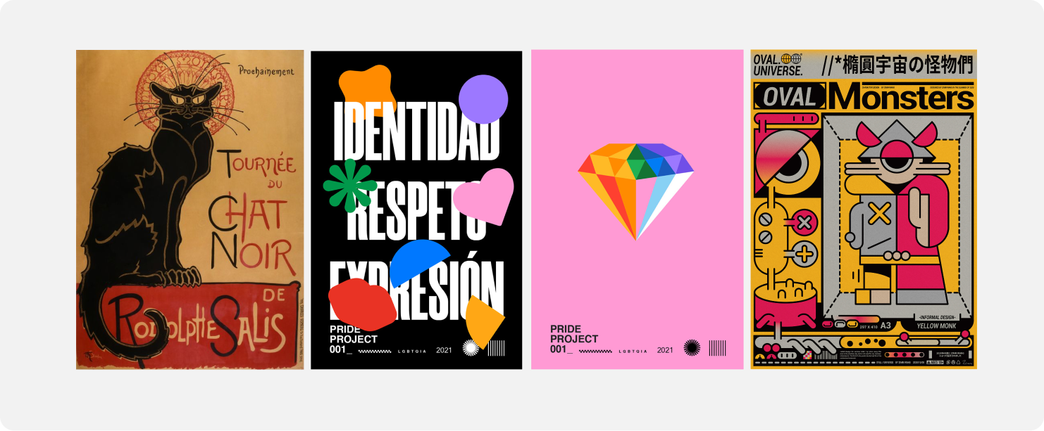 Poster illustrations with four examples.