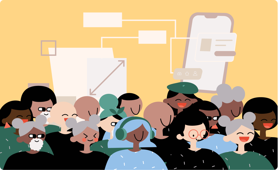 Doodle characters having fun