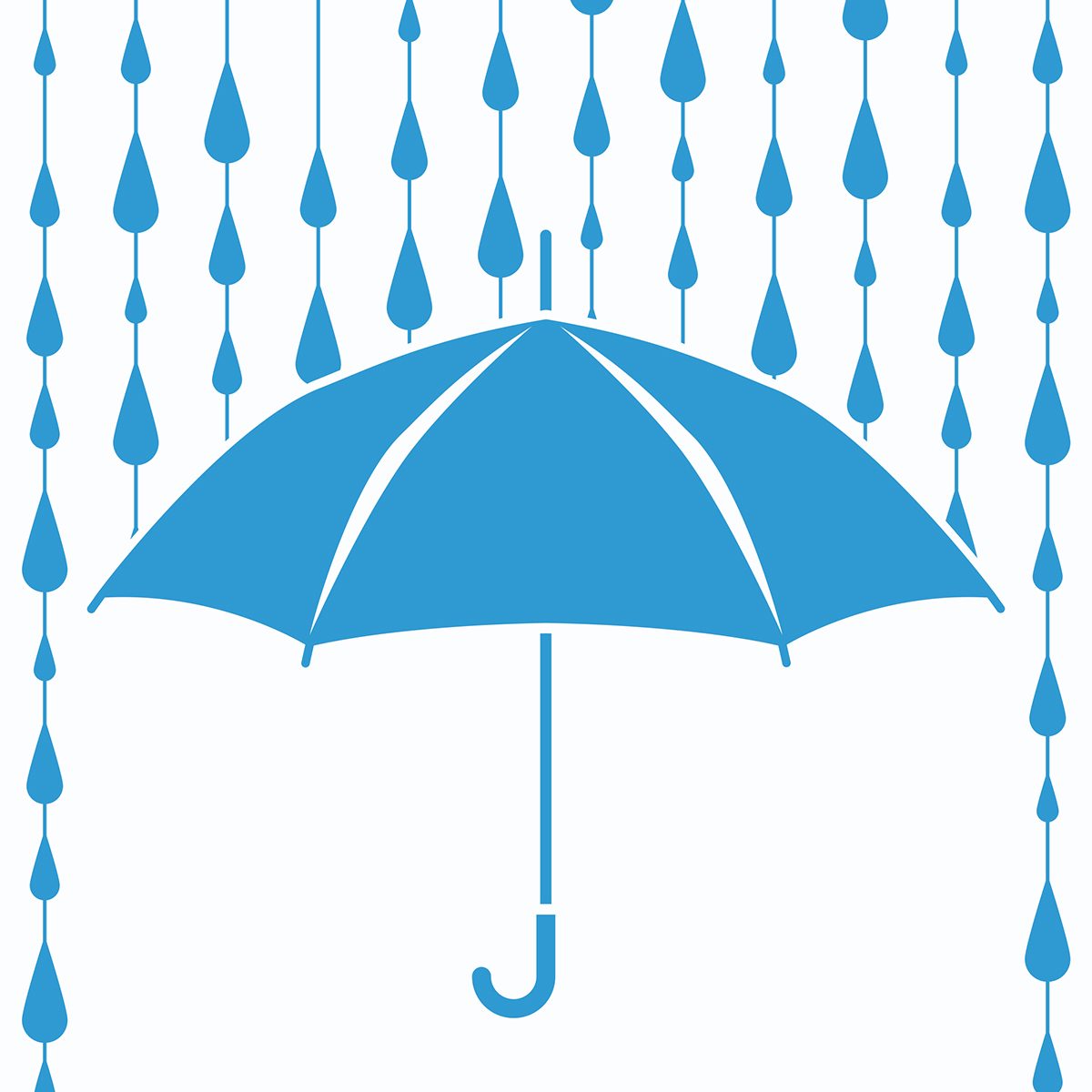 blue umbrella with raindrops falling