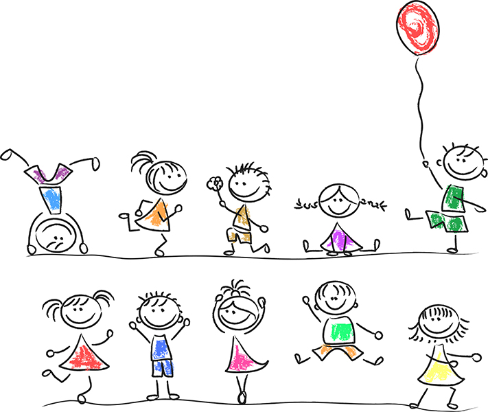 cute cartoon drawings of children playing