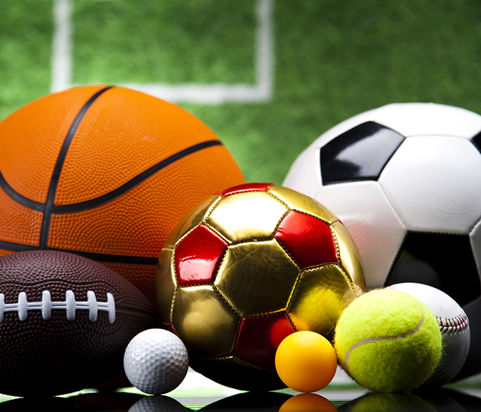 sports items including basketball, soccer ball, tennis ball
