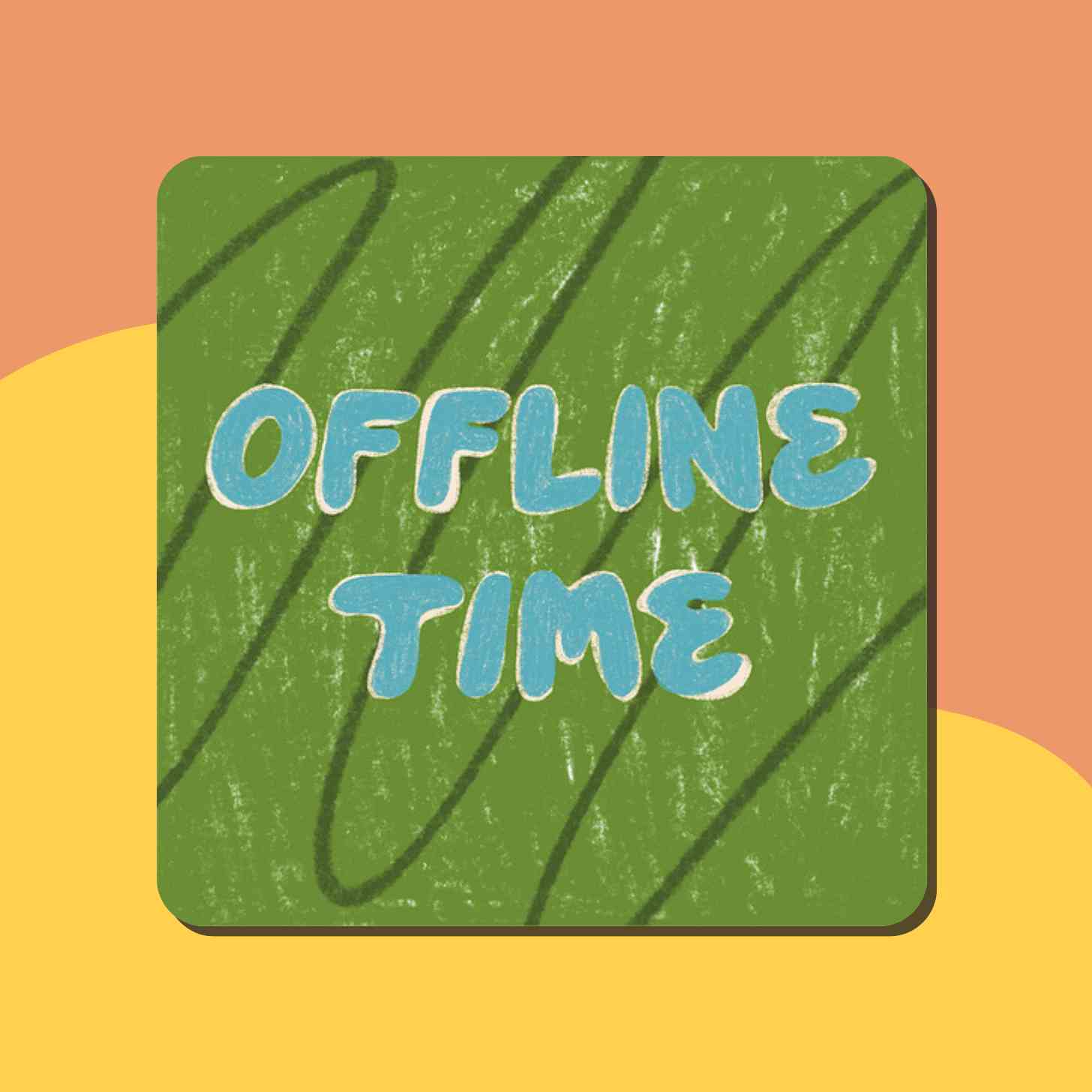 Offline Time Logo With A Fun Green Wavy Background 