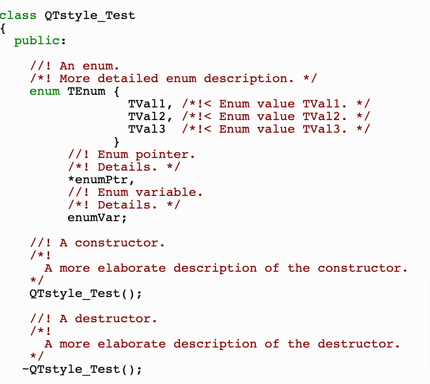 Sample code from Doxygen