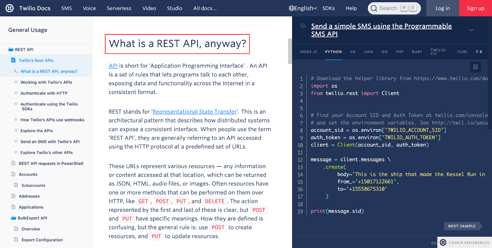 Twilio REST APIs documentation