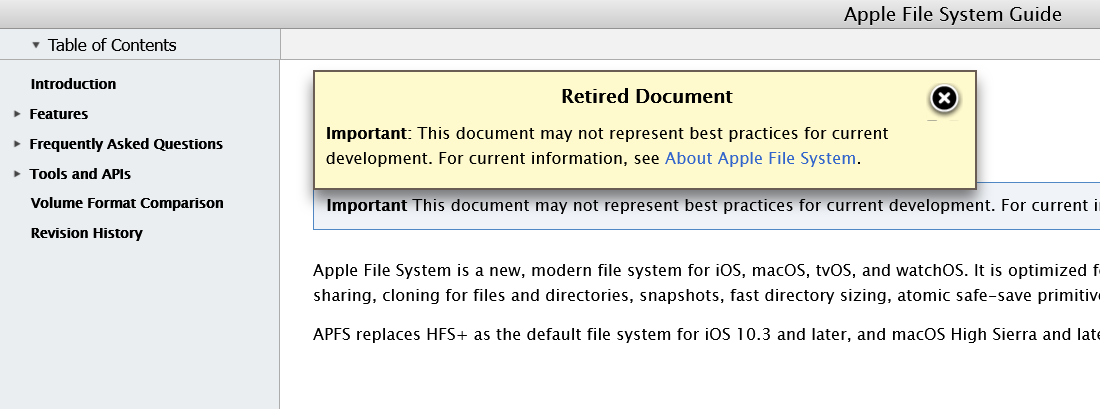 Apple notification directs you to the relevant documentation