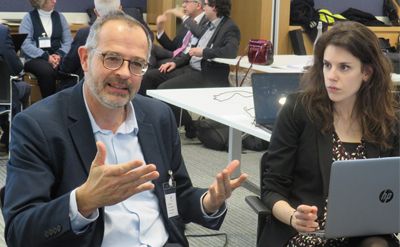 Denis Aelbrecht, Head of EDF’s Hydro Engineering Technology Group and member of the expert advisory panel, and Cristina Diez Santos, IHA analyst.