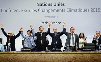 World leaders celebrate the Paris Agreement