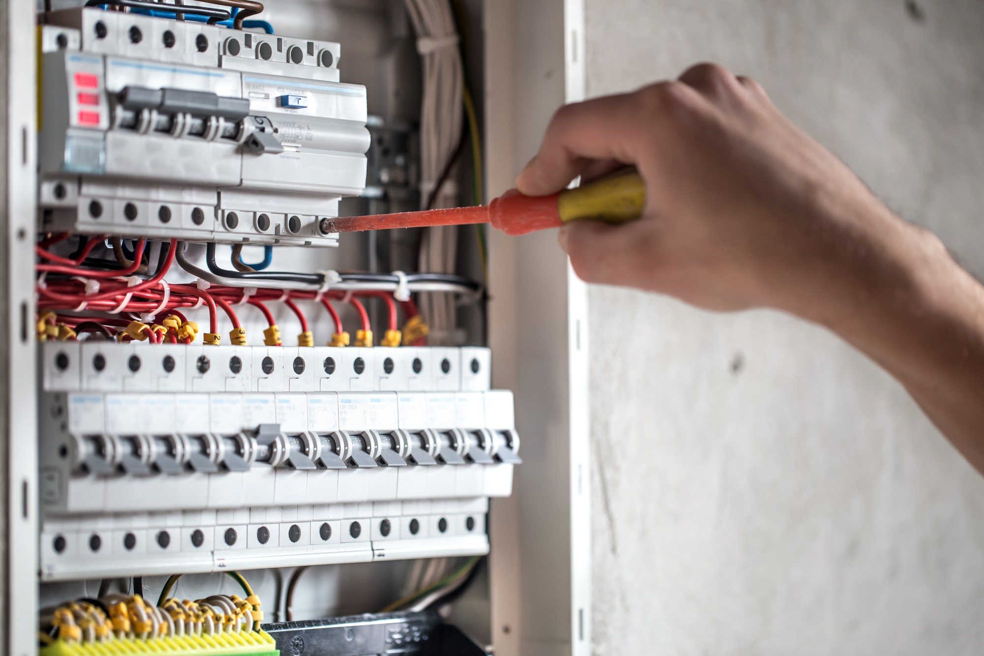 Man fixing fuse box