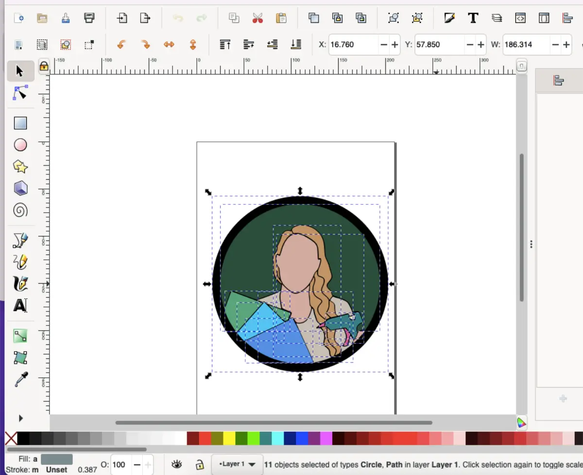 Converting our faceless portrait to an SVG file to be cut on a Cricut machine.