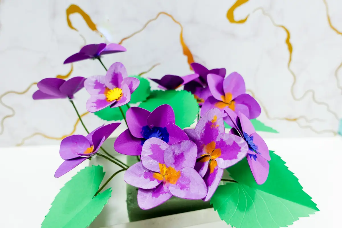 3D Paper Flowers - free Violet SVG File made on a Cricut or Silhouette cutting machine.