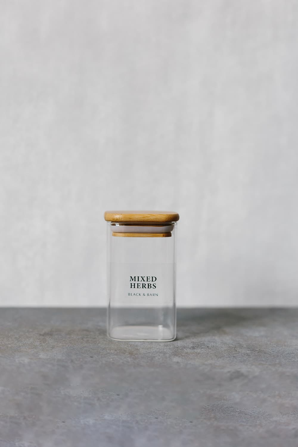 Rectangular Glass Spice Jar with Clear Label - 200ml