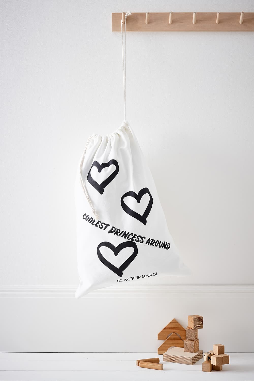 Kids Laundry & Toy Sack with Heart Print