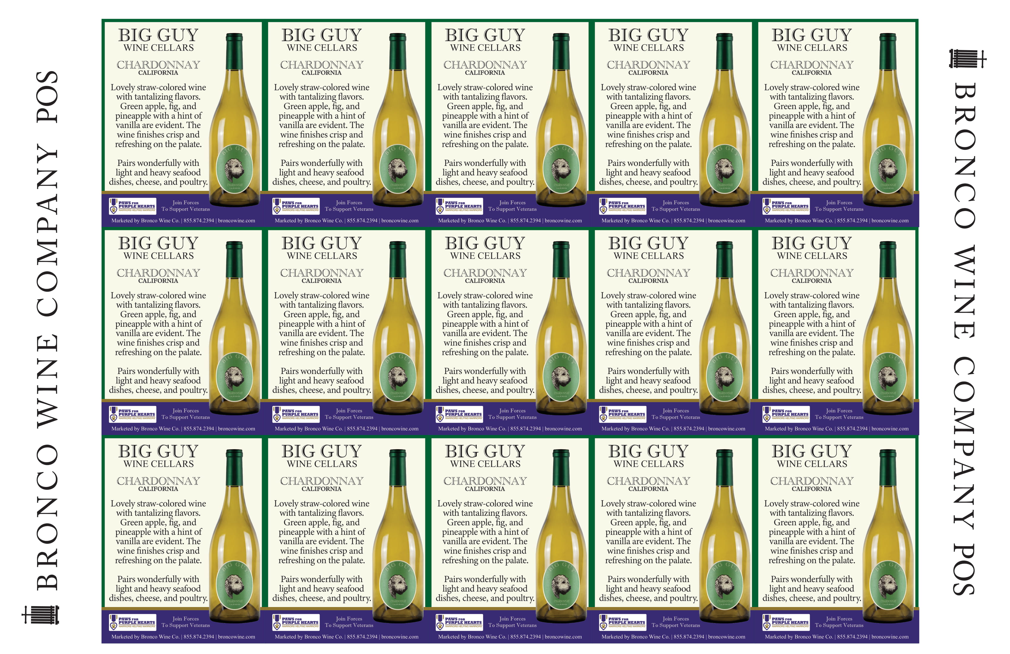 Big Guy Wine Cellars Chardonnay shelf talker sample