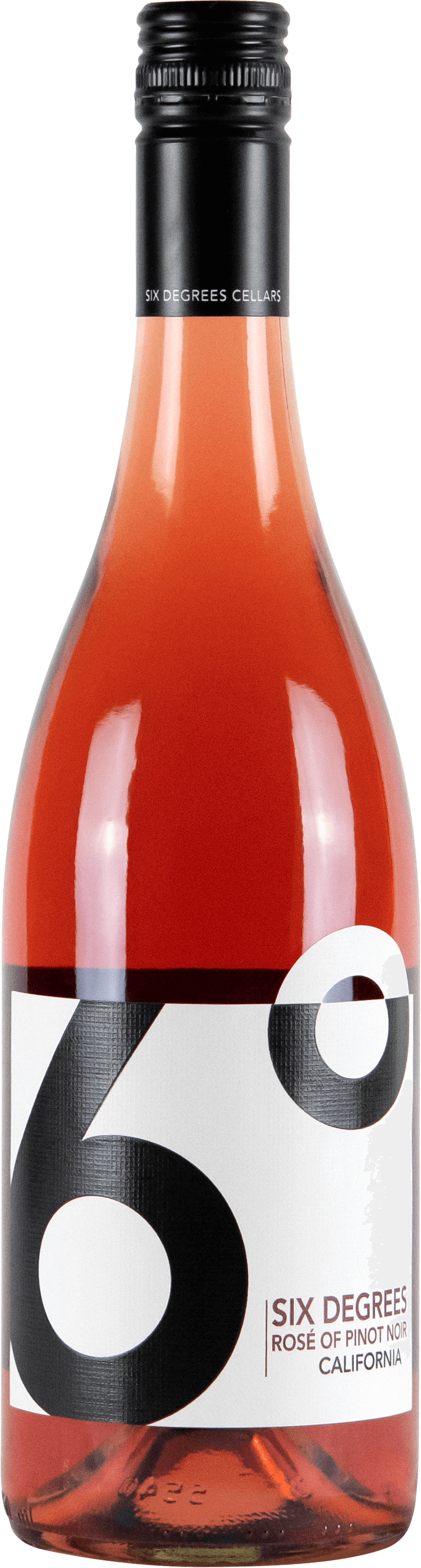 Bottle of 6 Degrees Rosé frontal view