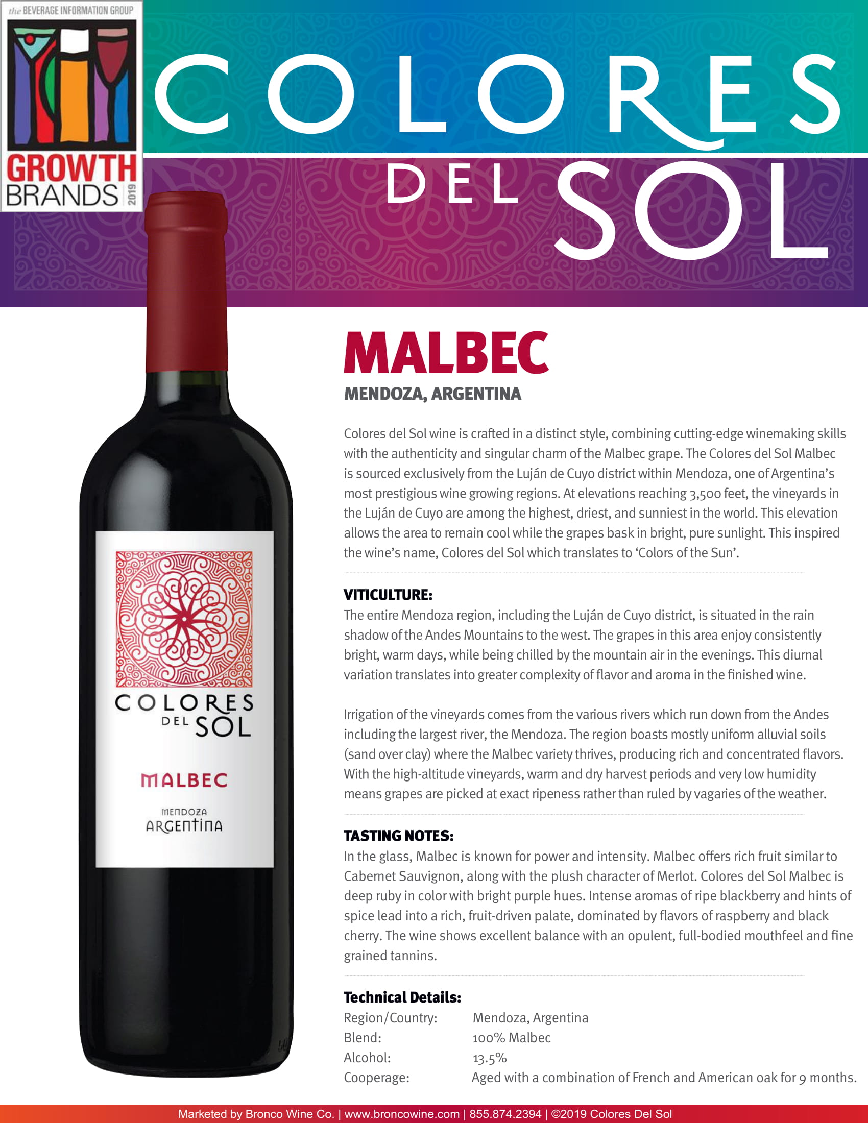 Colores Del Sol Malbec tech sheet sample