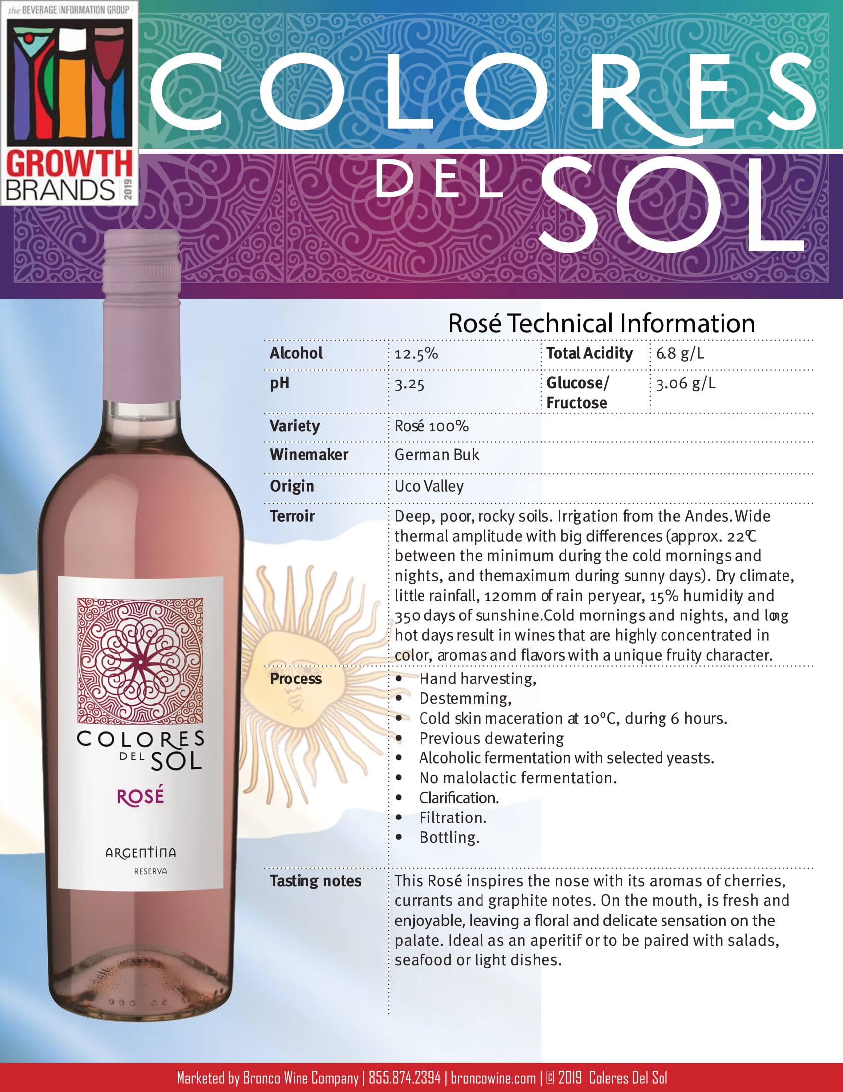 Colores Del Sol Rosé tech sheet sample