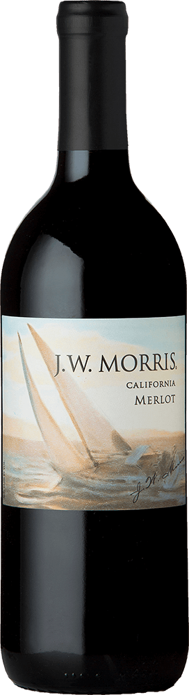 JW Morris wine brand Merlot wine bottle front view