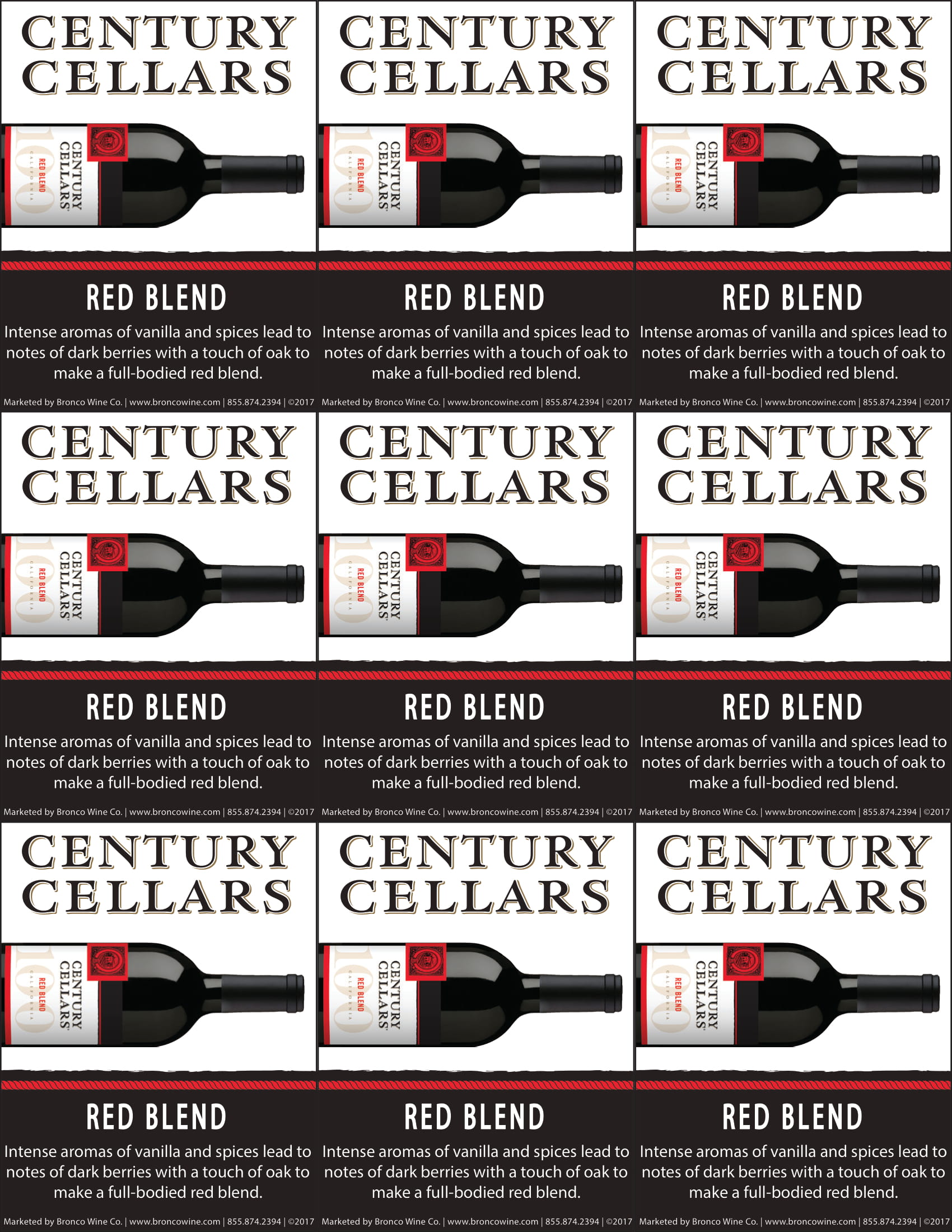 Century Cellar Red Blend shelf talker sample