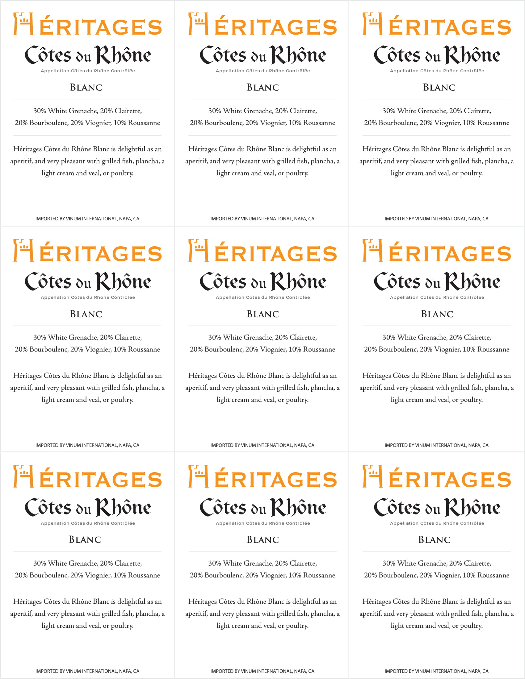 Heritages Côtes du Rhône Blanc shelf talker sample