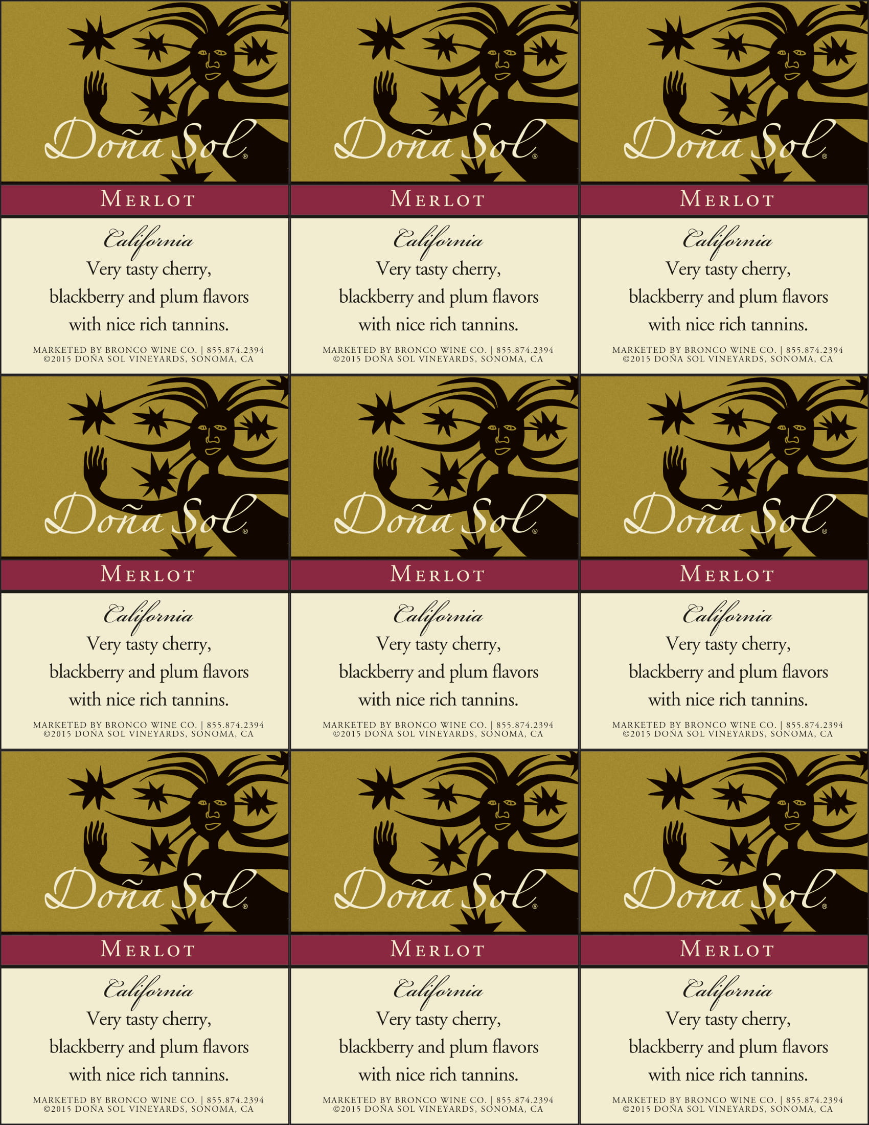 Dona Sol Merlot shelf talker sample