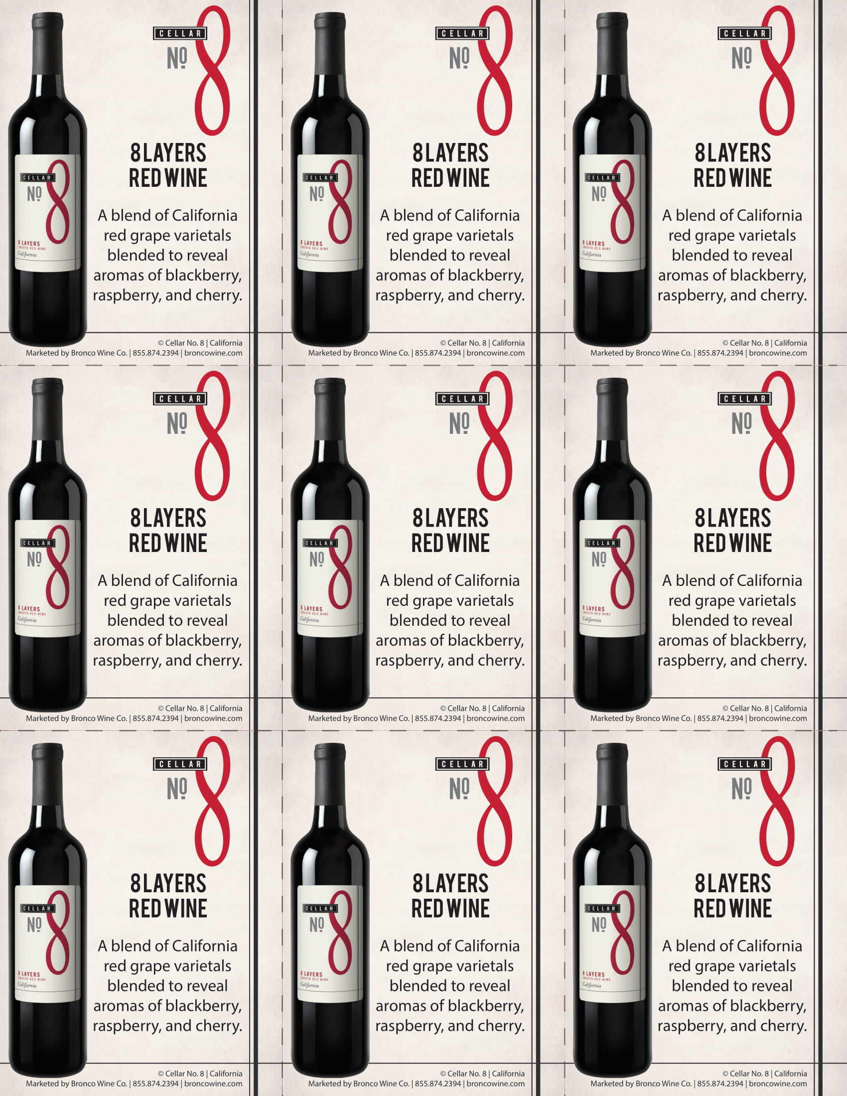 Cellar No 8 Eight Layers Red shelf talker sample