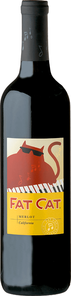 Fat Cat wine brand Merlot 750ml bottle front view