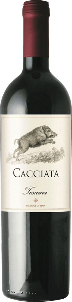 Cacciata wine brand Toscana bottle shot and label samples