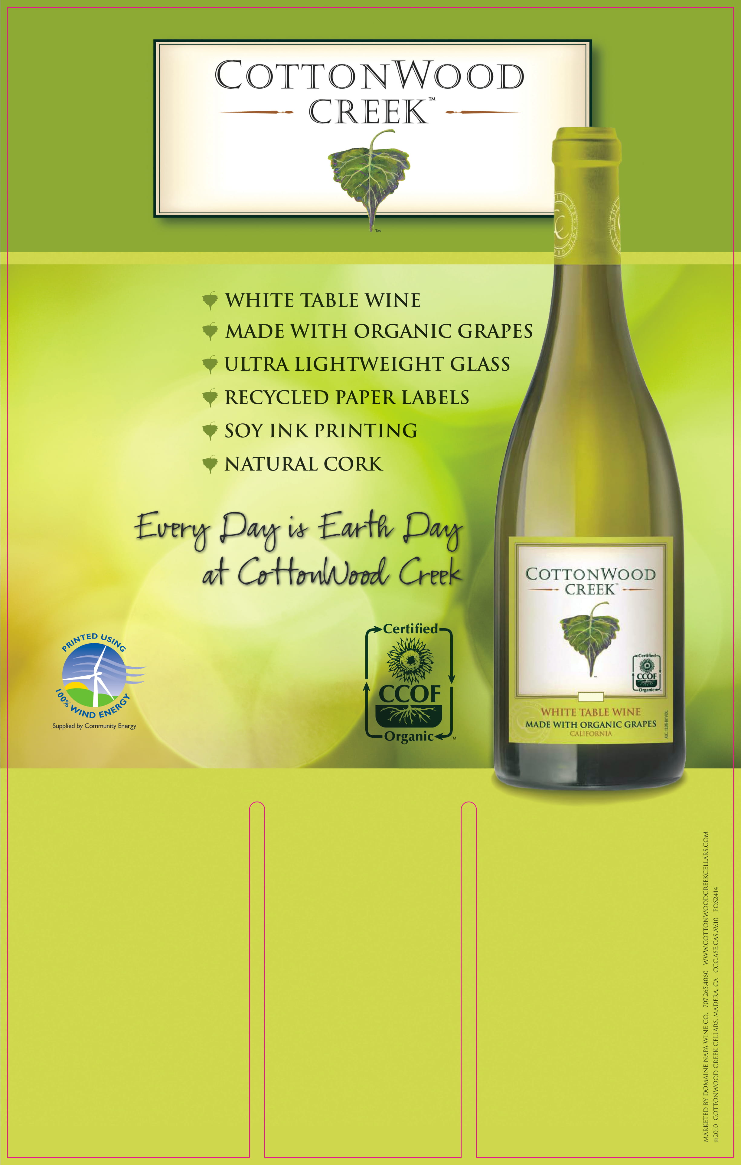 Cottonwood Creek White Wine case card sample
