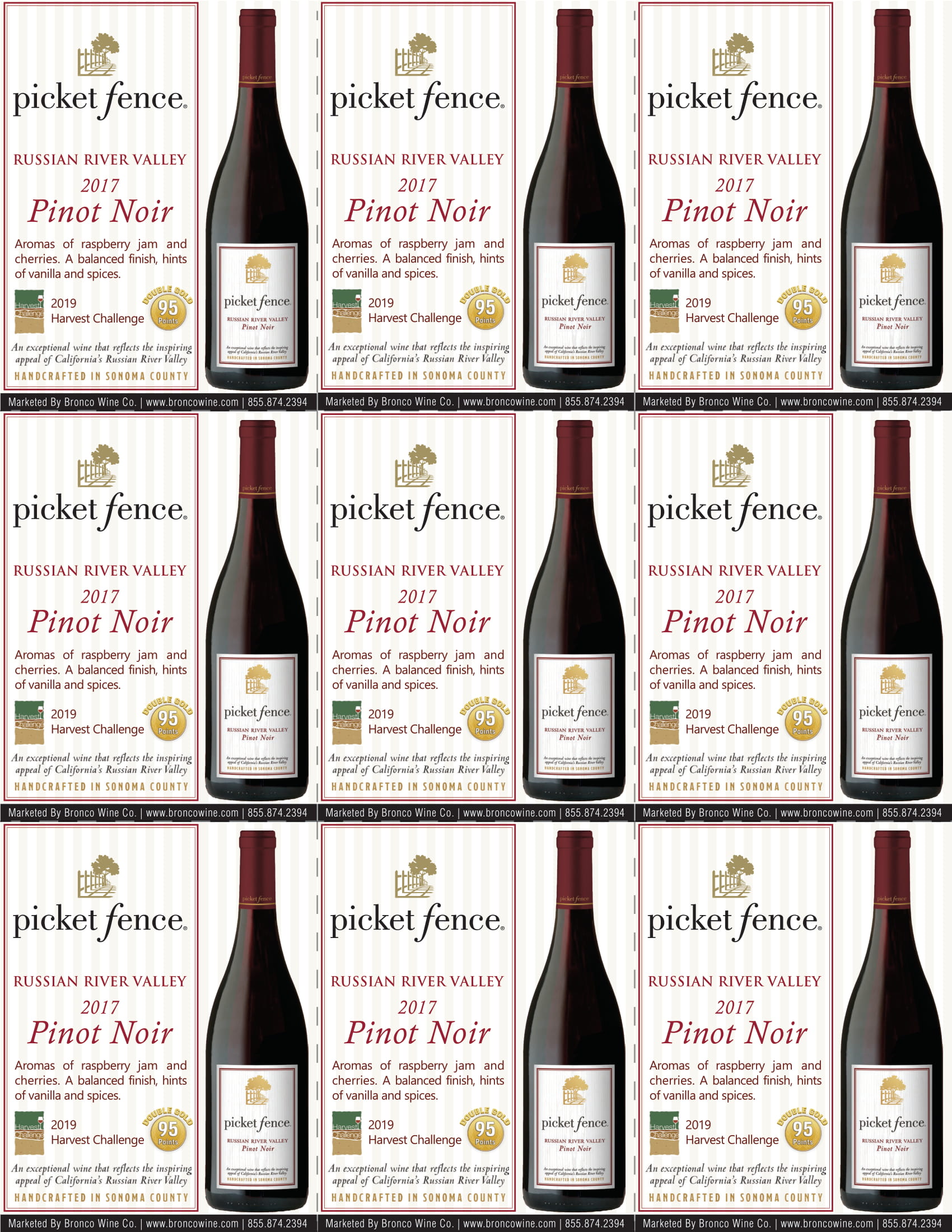 Picket Fence Pinot Noir wine shelf talker sample