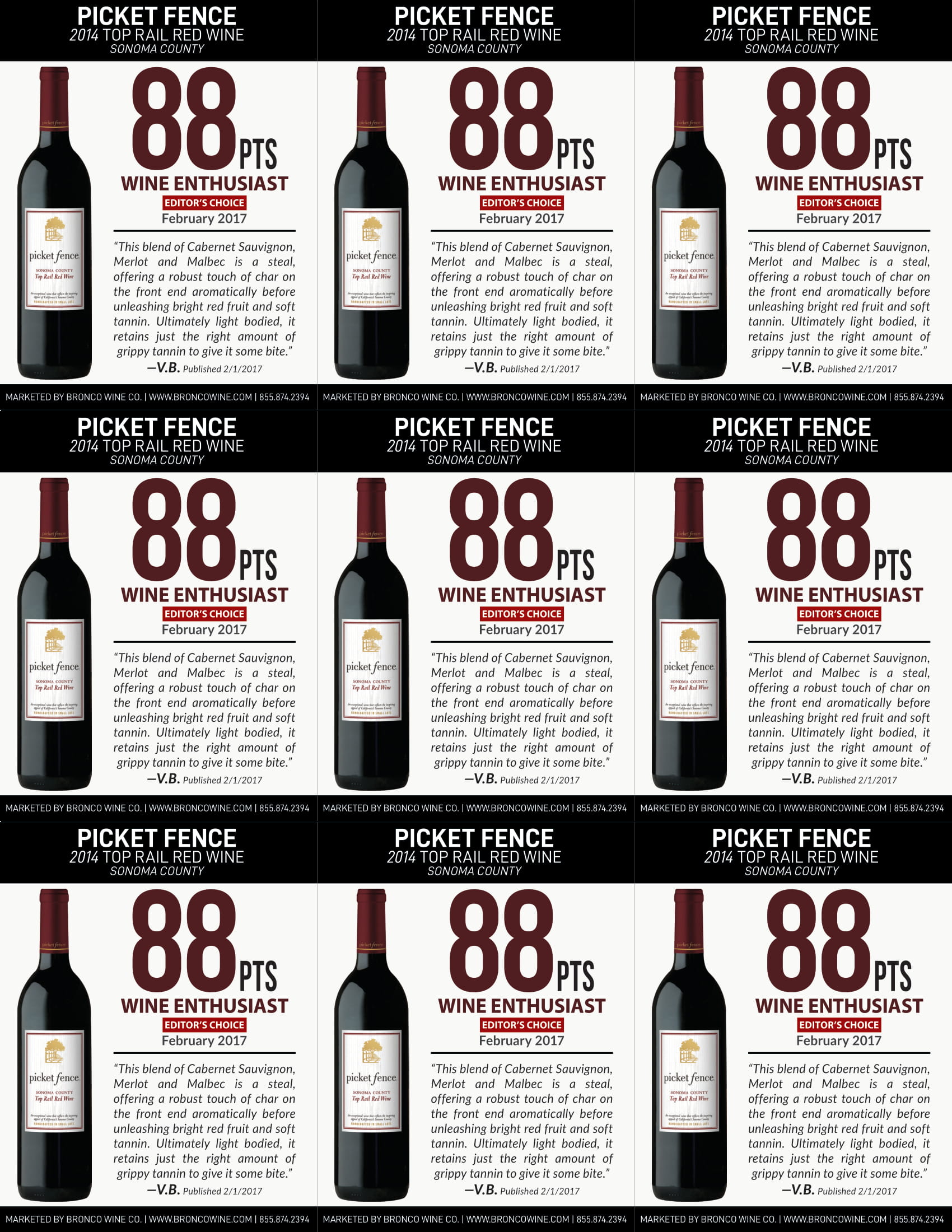 Picket Fence wine brand Top Rail Red shelf talker sample