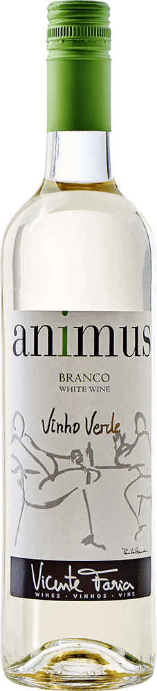 Animus Vinho Verde wine bottle front view with front label