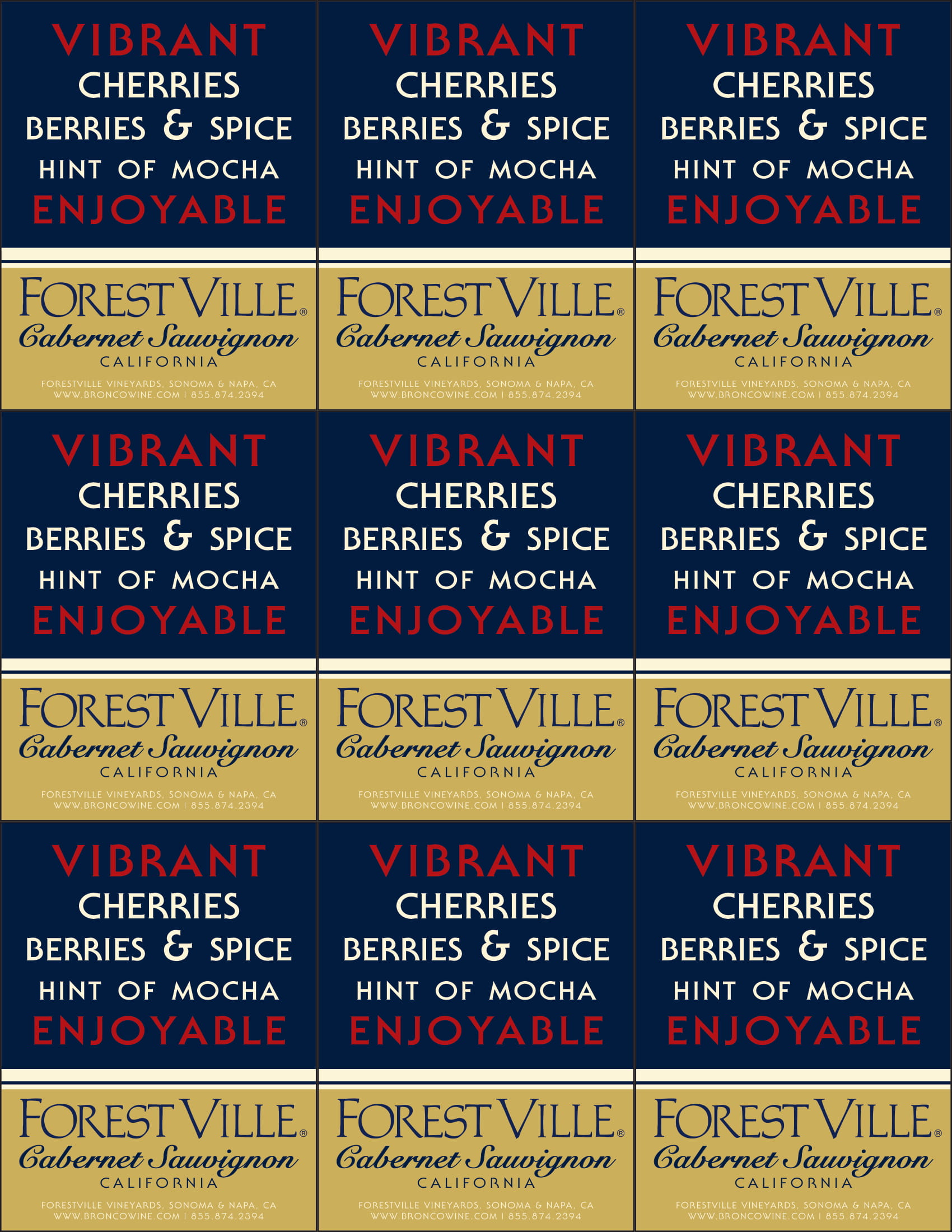 Forest Ville wine brand Cabernet Sauvignon shelf talker sample