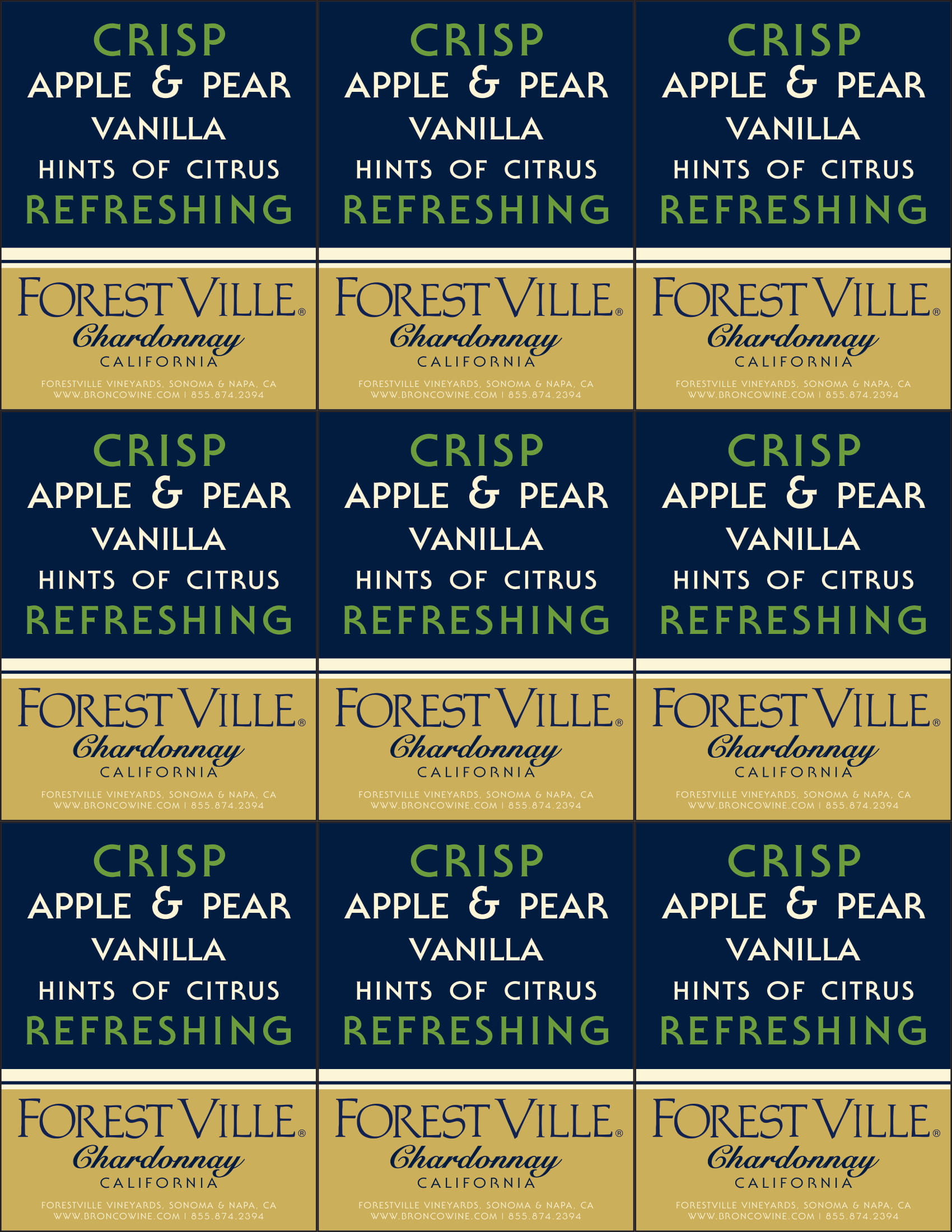 Forest Ville wine brand Chardonnay shelf talker sample