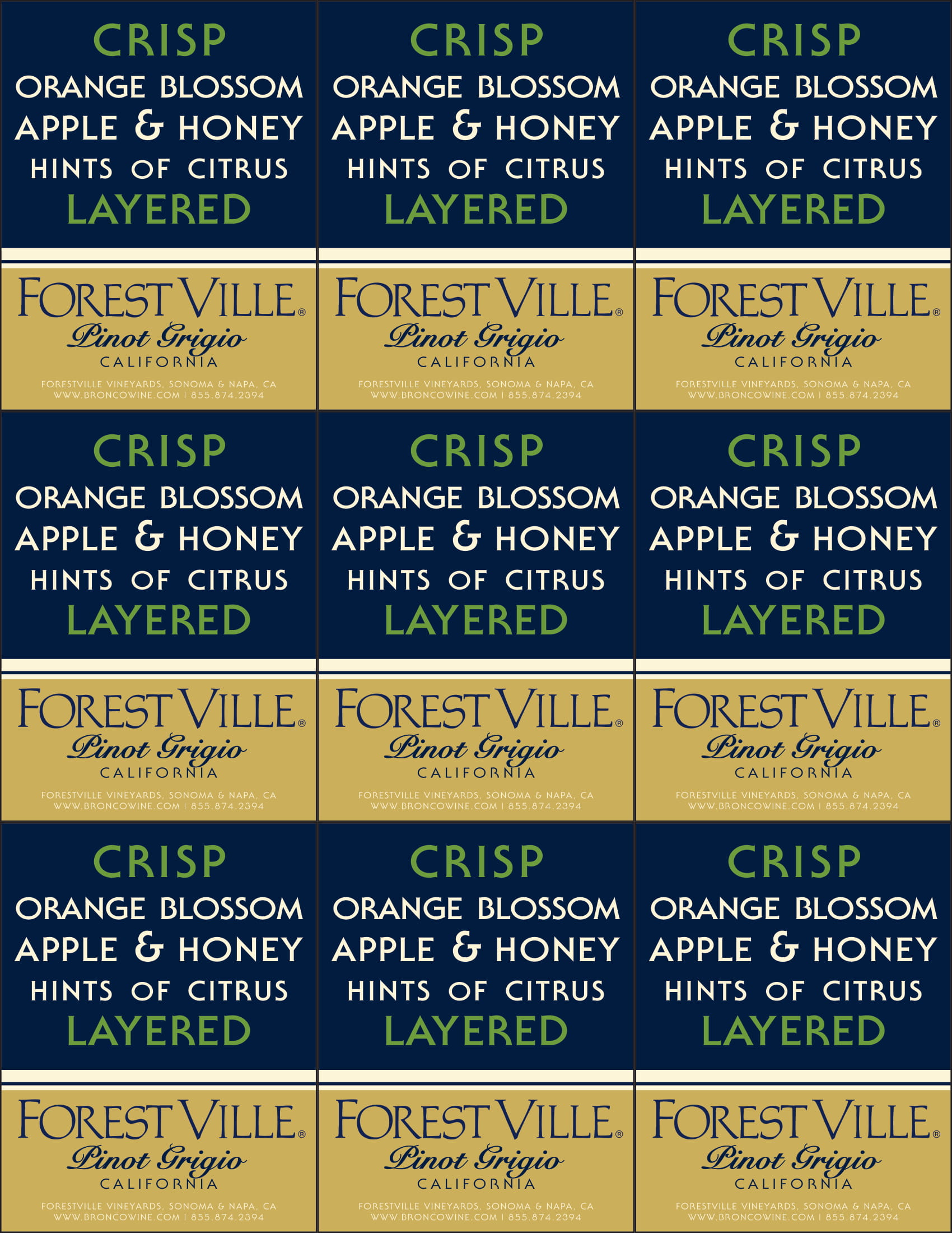 Forest Ville wine brand Pinot Grigio shelf talker sample