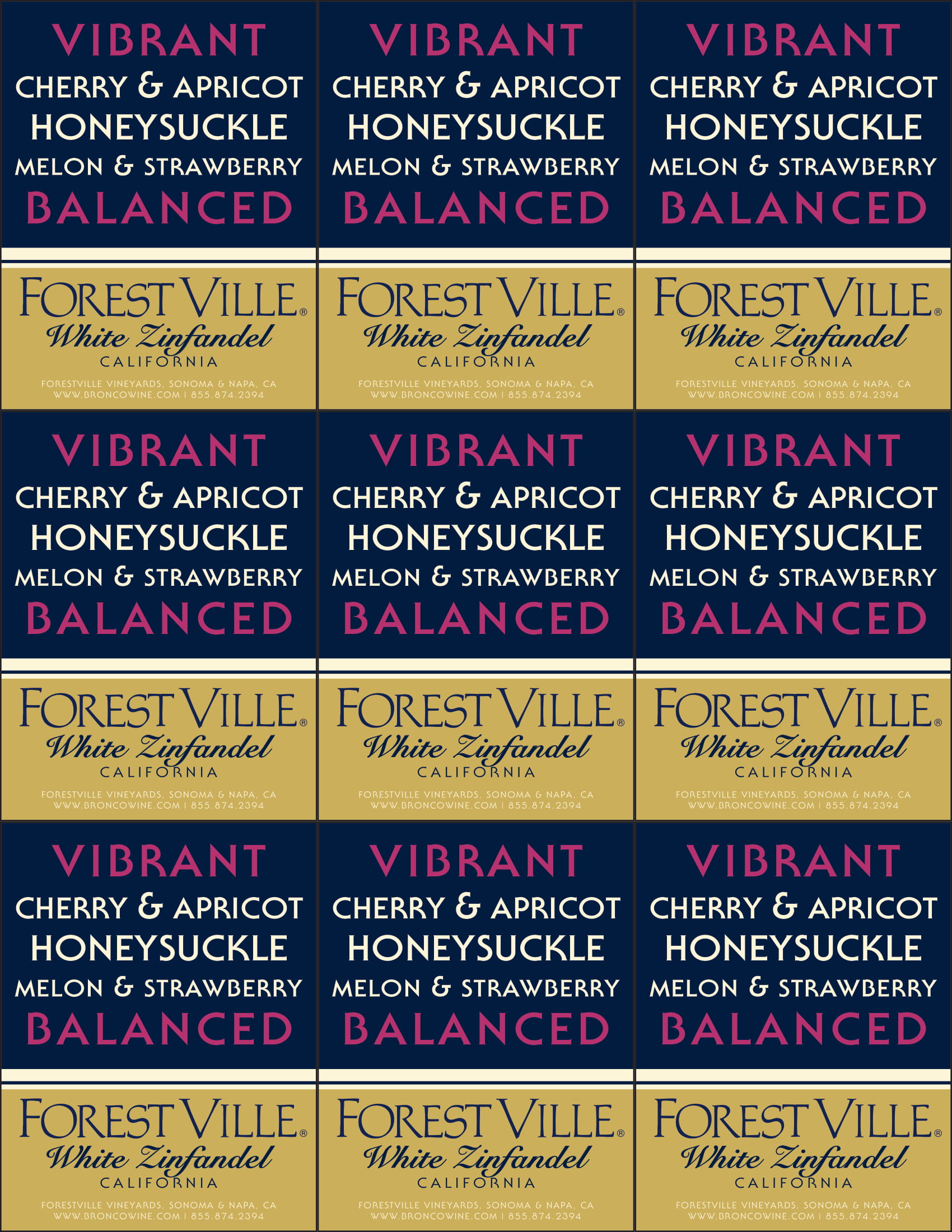 Forest Ville wine brand White Zinfandel shelf talker sample