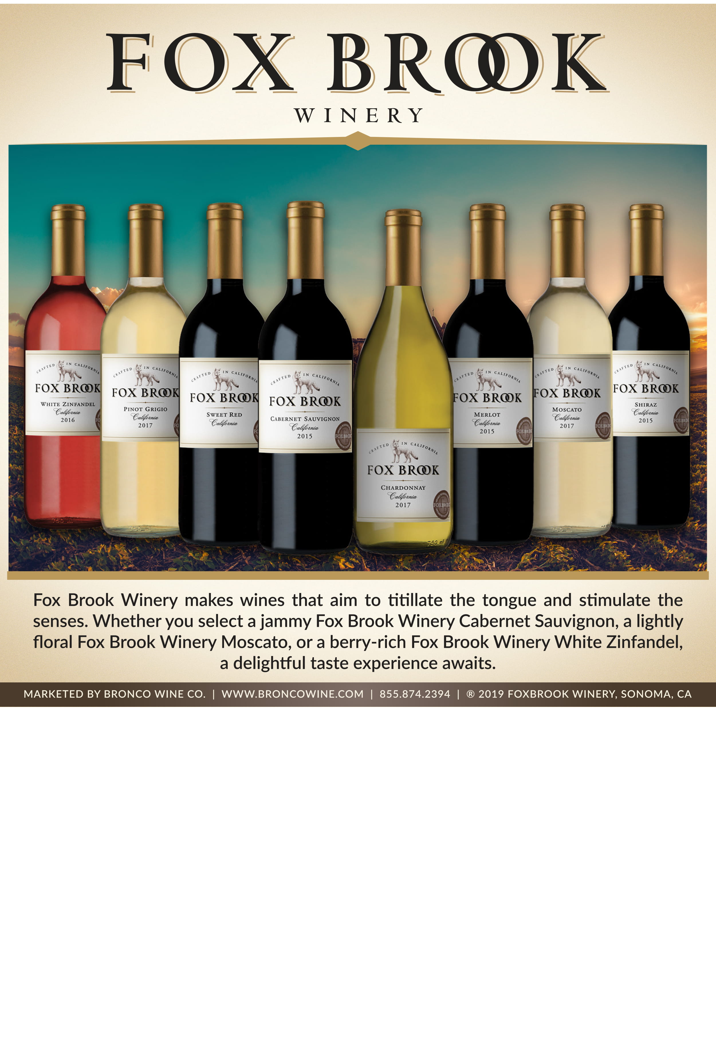 Fox Brook wine brand Case Cards