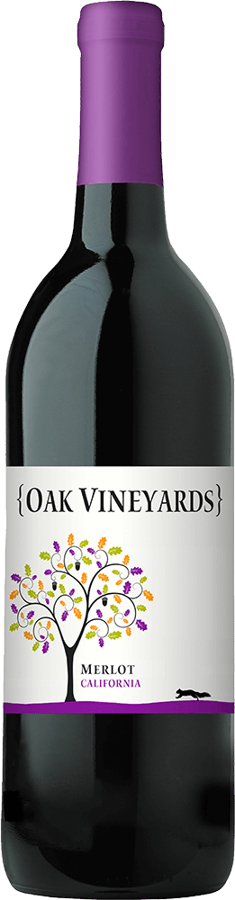 Oak Vineyards Merlot red wine bottle, label and capsule