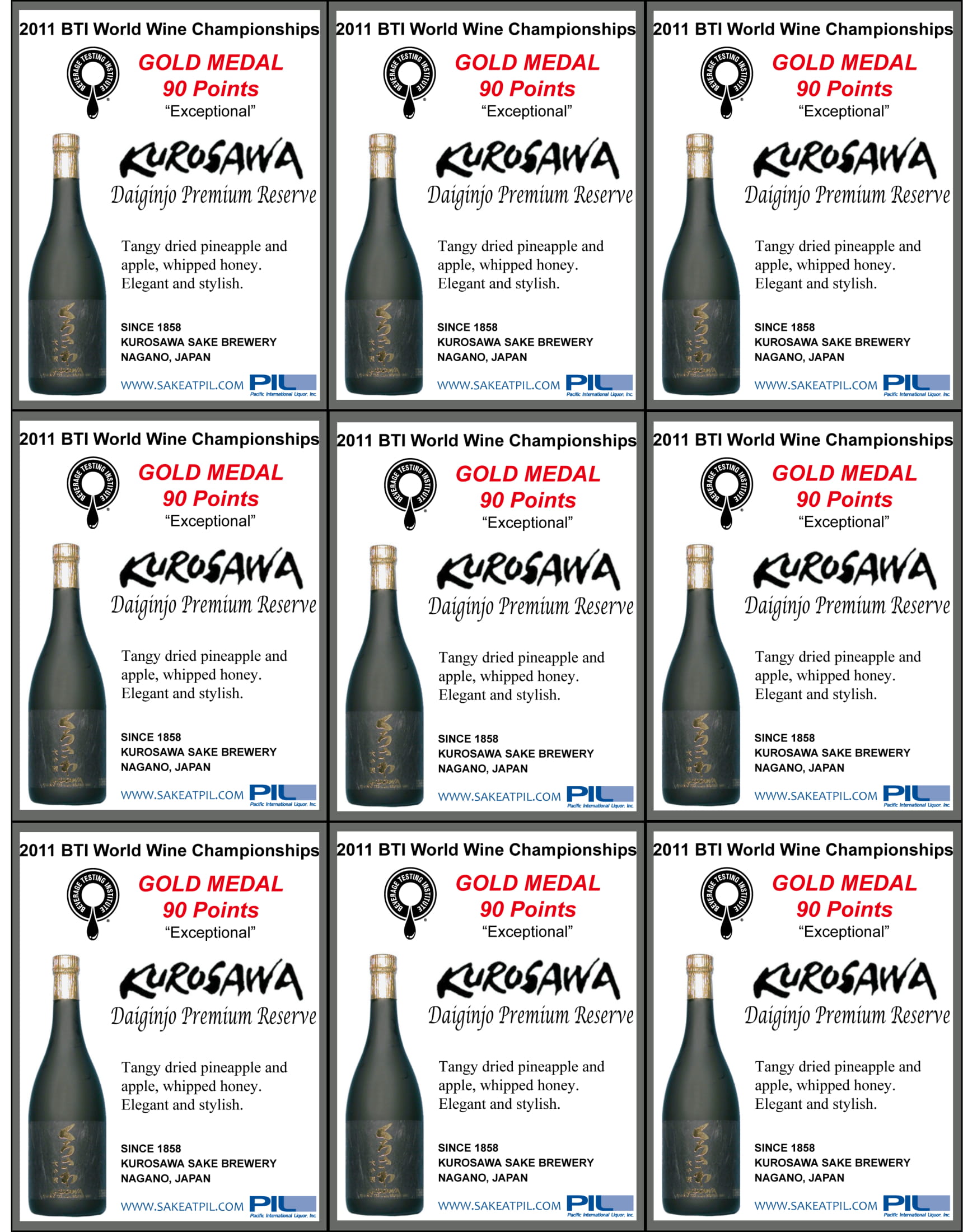 Kurosawa Sake Daiginjo Premium Sake shelf talker sample