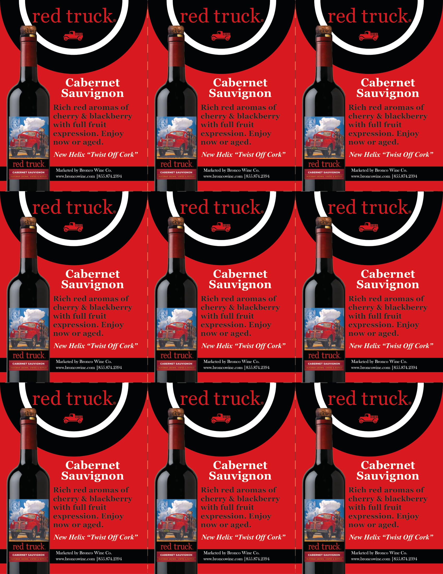 Red Truck Cabernet Sauvignon wine shelf talker sample