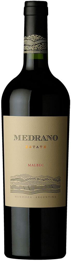 Medrano Estate Malbec wine bottle and label front view