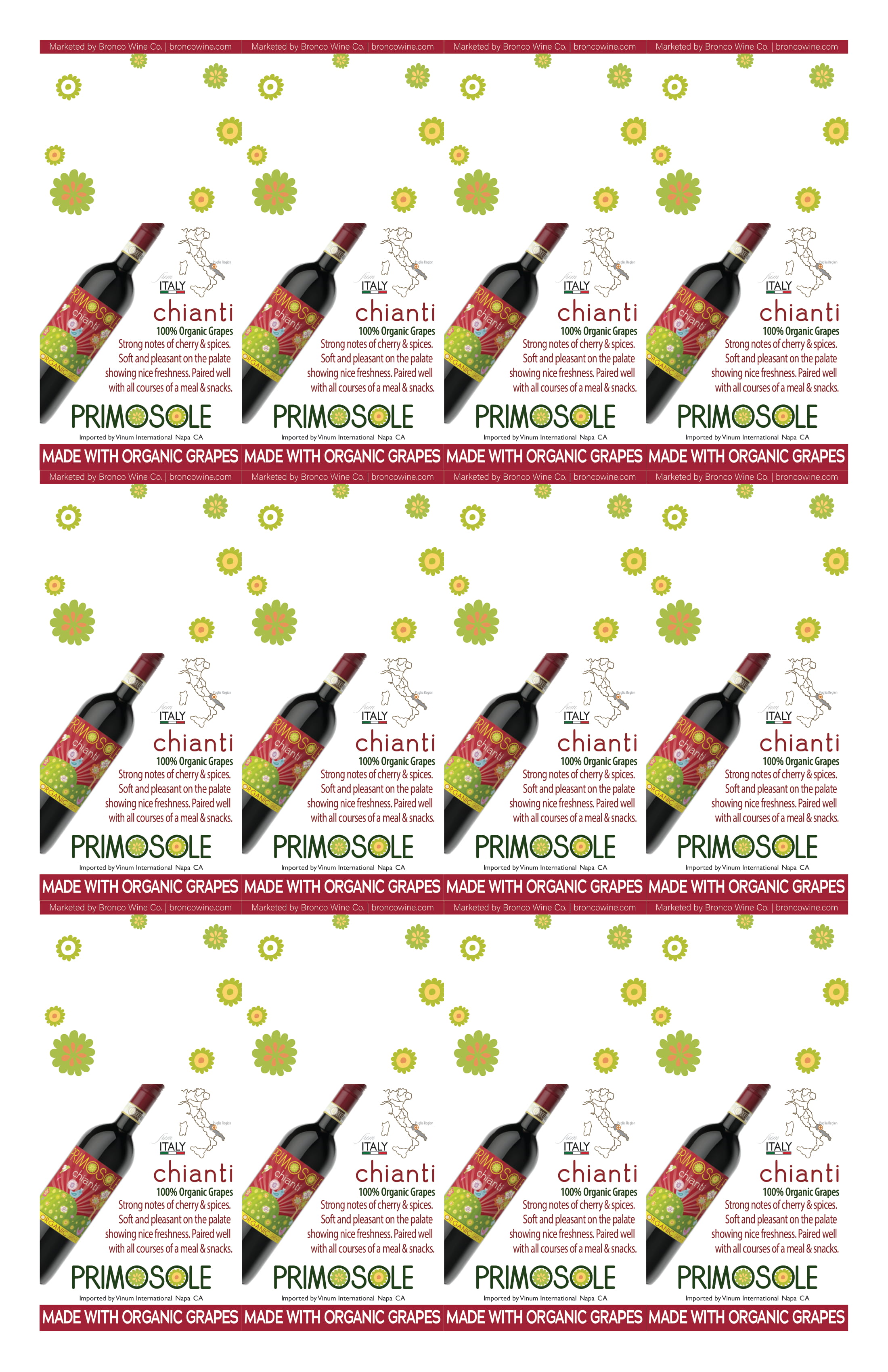Primosole Chianti wine necker sample