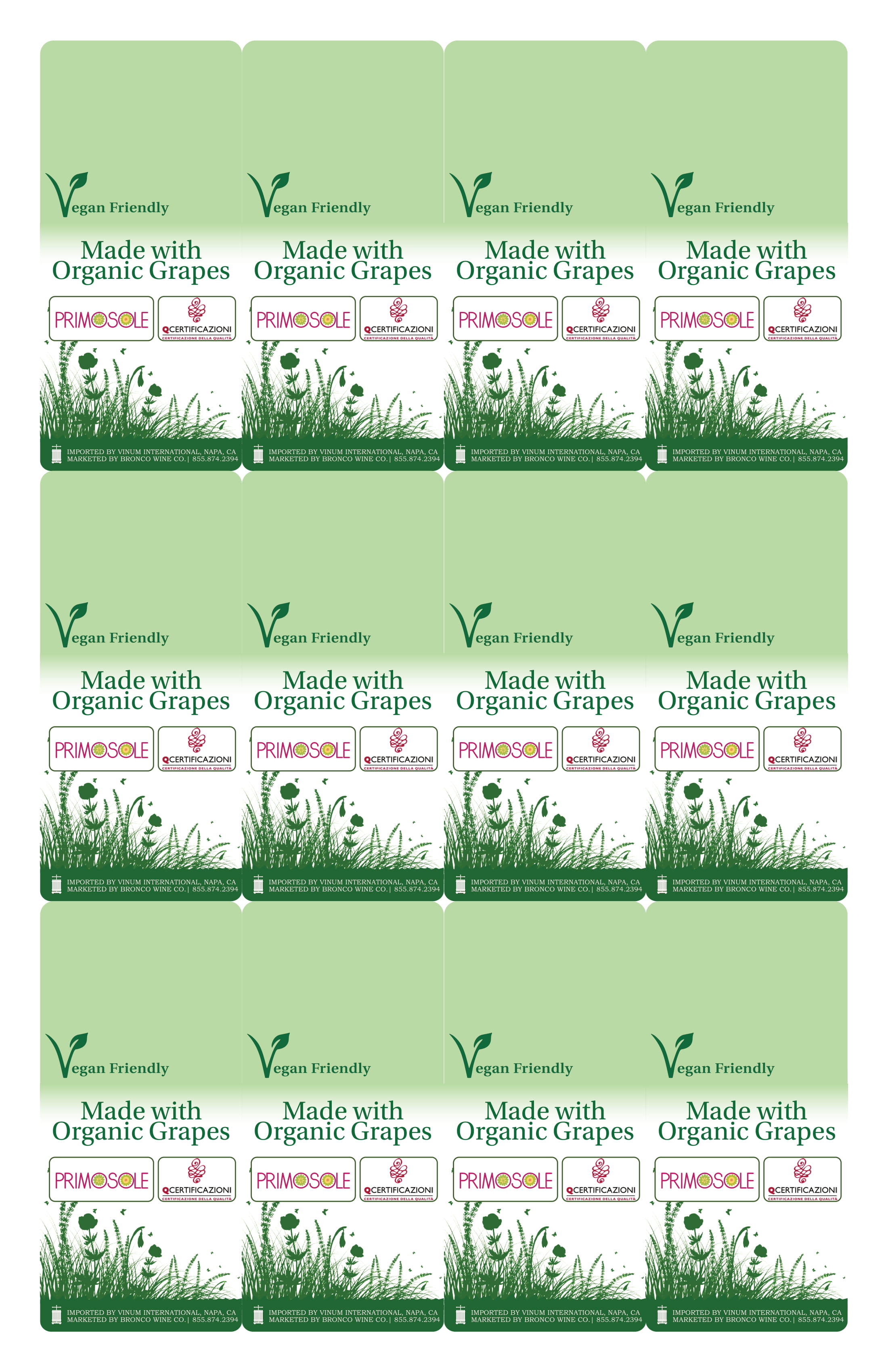 Primosole Organic wine necker sample