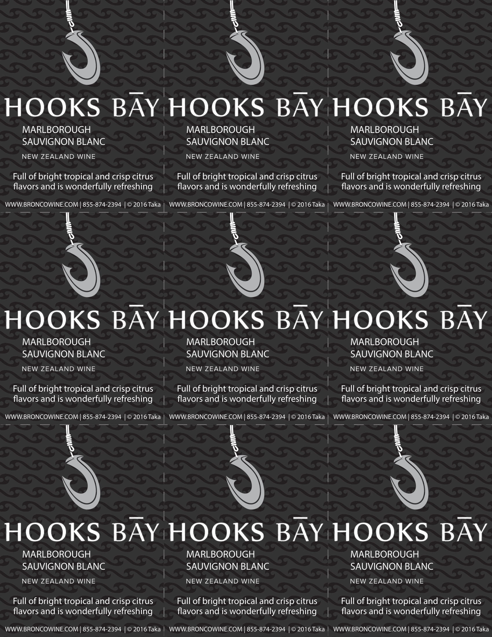 Hooks Bay wine brand Sauvignon Blanc shelf talker sample