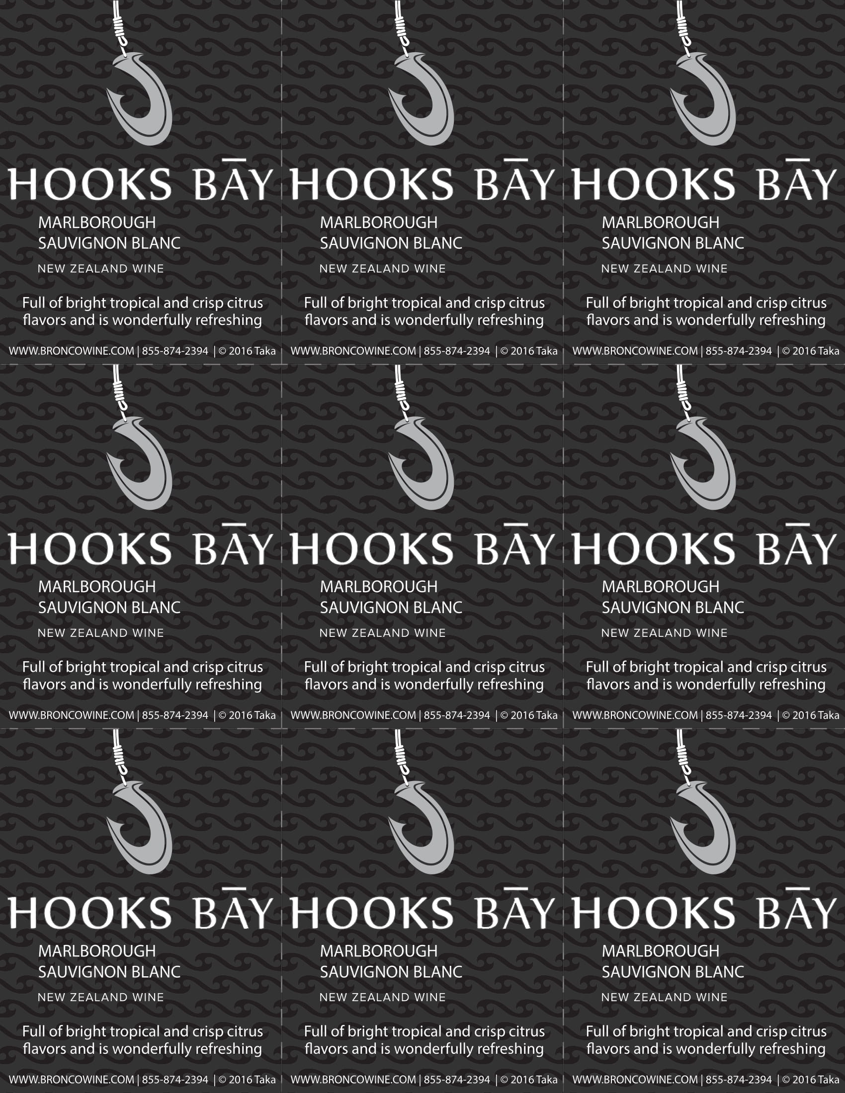 Hooks Bay wine brand Sauvignon Blanc shelf talker sample